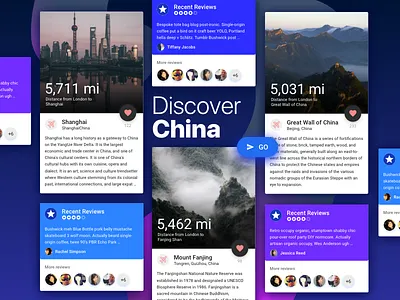 UI Kit Pages - Card - Discover China app branding card card design card ui design flat illustration ui ui kit ux web