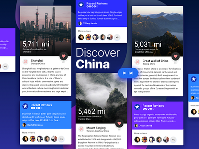 UI Kit Pages - Card - Discover China app branding card card design card ui design flat illustration ui ui kit ux web