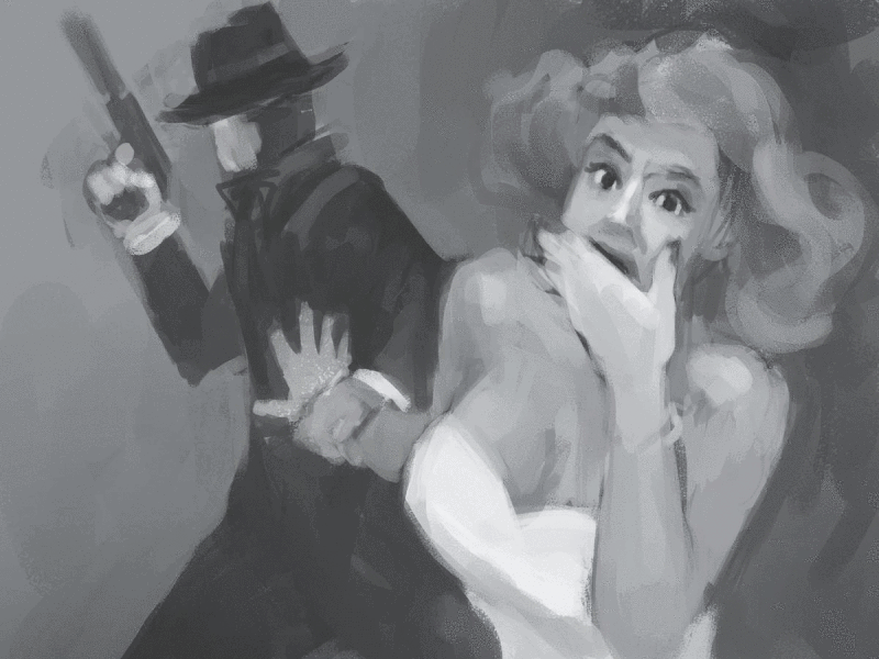 Some spy theme (process) beretta giff girl pin up process red spy