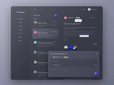 CRM Inbox - Dark Theme clean crm dark dashboard design inbox mail message ui ux web