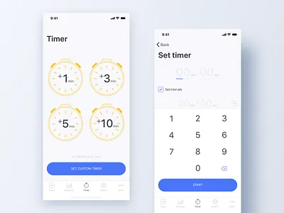 Timer app app design flat ios iphone x minimal mobile timer ui ux