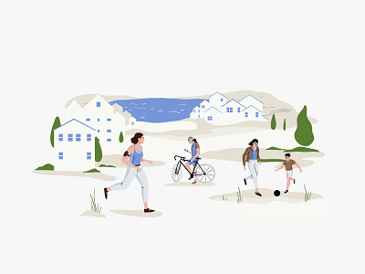 Outdoor character graphic illustration outdoor outdoors park people play vector