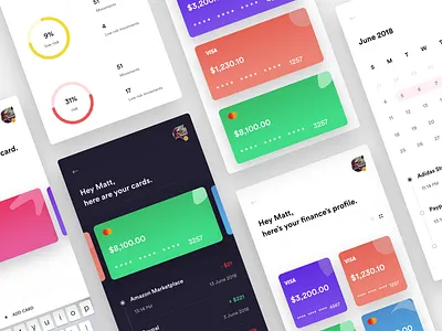 Finance - Matt's Profile app bank black cards finance gradients minimal statistics ui white