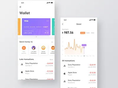 Wallet-Finance APP bank card financial，clean ui ux