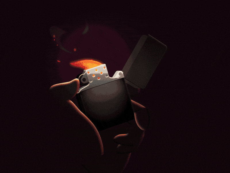 Playing with fire animate animation cell fire frame by frame gareso hand lighter smoke zippo
