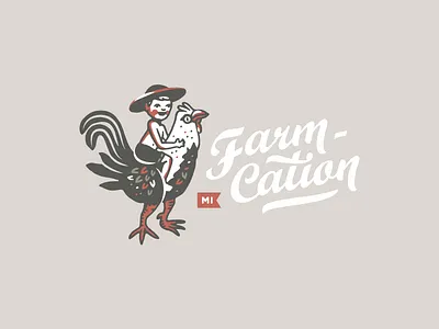 Ollie Rangler branding chicken etching farm kid logo rooster script steed type vacation vintage