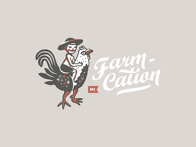 Ollie Rangler branding chicken etching farm kid logo rooster script steed type vacation vintage