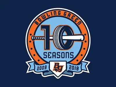 Bowling Green Hot Rods 10 Seasons 10 anniversary baseball bat bowling green hot rods logo milb sports ten tire