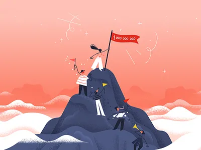 #1BillionTasks 🎉 celebration climb clouds illustration mountain parade productivity todoist