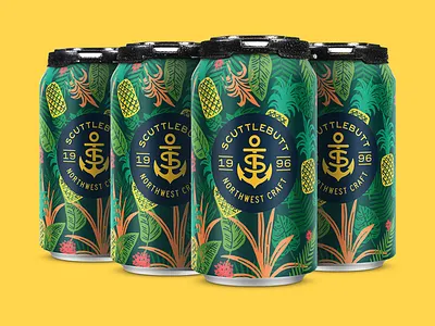 Pineapple Hefeweizen beer design drink floral flower fruit illustration jungle packaging pattern tropical