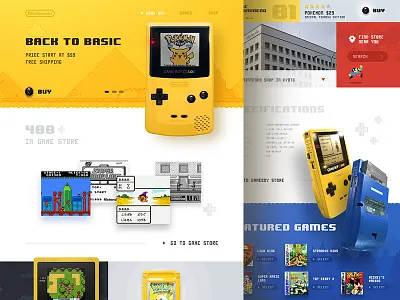 Gameboy color website (concept) button character clean color design game gameboy games layout mario pokemon retro ui ux web website