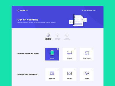 Estimate project agency blue company estimate project ui ux