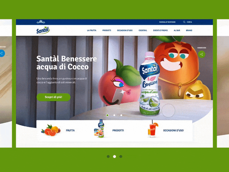 Parmalat Brands Homepage animation blue carousel desktop green homepage light restyling slider ui ux yellow