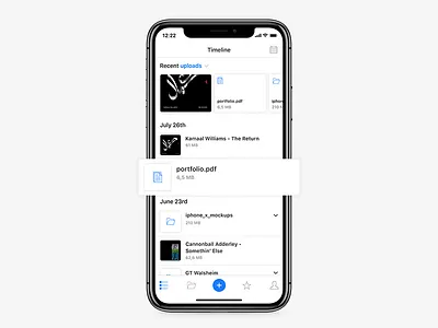 Cloud App | Timeline Screen app clean cloud documents drive files ios ios11 iphonex light mobile upload