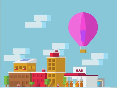 Learning from a new perspective city flat design gas station perspective simple