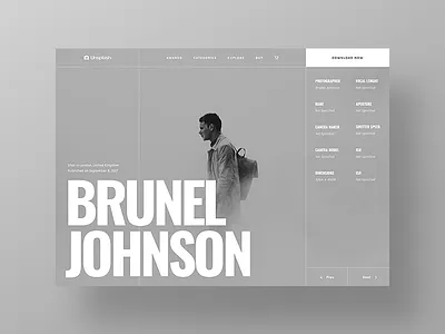 Web Design Experiment 05 art blog bold experiment freelance interaction photo photographer portfolio presentation typography ui unsplash ux web website