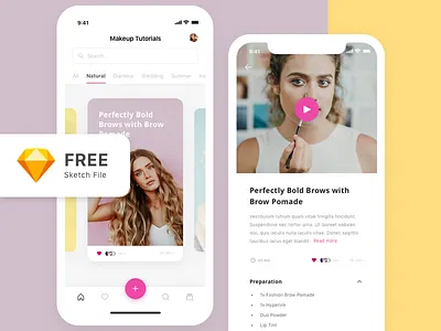 Makeup Tutorial Mobile App app clean cute girl ios iphone list makeup mobile simple slide tutorial
