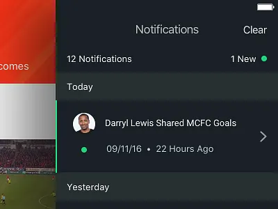 Stats - iPad Notifications field futbol ipad log in minimal pitch sketch soccer sports stats edge ui ux