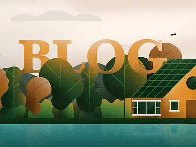 Green House Initiative - Blog Header blog cabin energy header house illustration nature solar energy solar panel sustainability woods