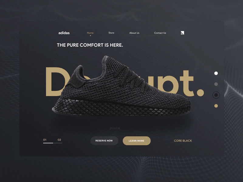 Adidas Landing Page Animation - InVision Studio animation app branding design flat gif invision studio shoes ui ux vector web