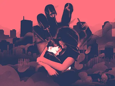 Harm Our Children children contry goverment illustration medicine needle polution ruin threat vaccine woman