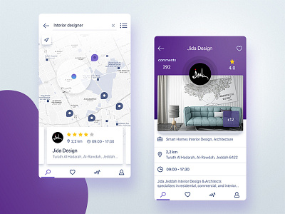 Google places like app android app business ios map mockup photoshop pin profile search ui user interface