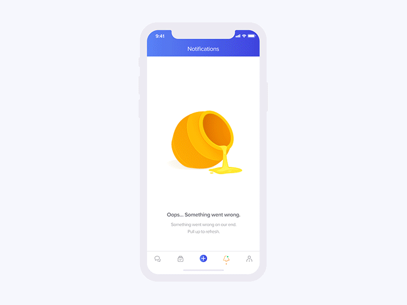 Hive Fail screen animation app clean communication interaction interface ios management mobile ui ux