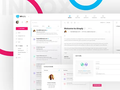 Inbox view app blue clean color creative design flat minimal simple typography ui ux