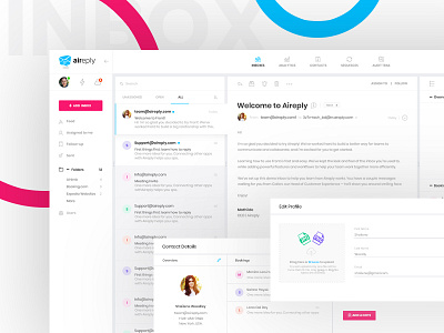 Inbox view app blue clean color creative design flat minimal simple typography ui ux