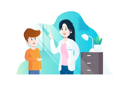Consultation #1 boy character consult consultation doctor health hospital illustration medical woman