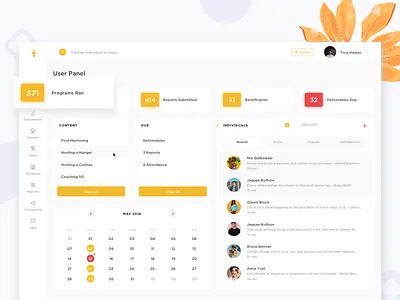 WeThrive || User Panel admin calendar cards chat crm dashboard landing panel profile settings user web