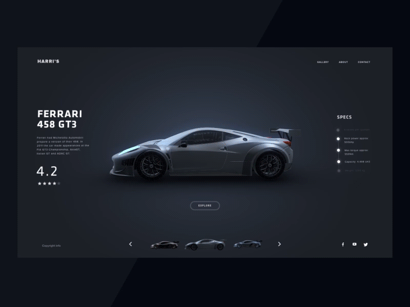 Cars Gallery 3d animation interaction mobile motion ui ux vietnam web