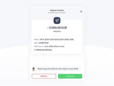 Qonto Feature Request Transfer banking fintech product design qonto request ui ux