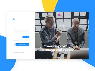 Humi - Split Log In dashboard hris humi login onboarding payroll sign in time tracking ui