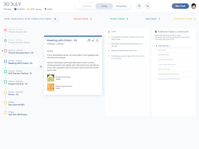 Schedule, Task List, To do List, Productivity Tool schedule task todo ui ui design ux