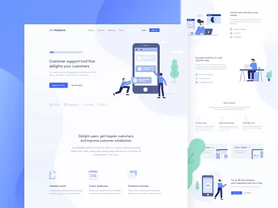 Customer Support Landing Page customer service customer support homepage illustration lander landing page soft color ui design ux wave shape web design website