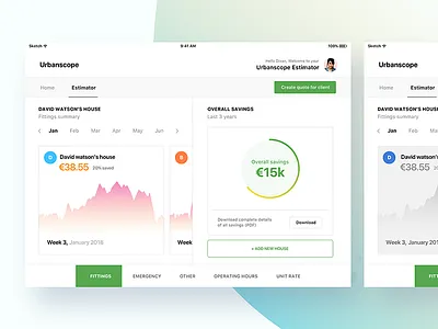 urbanscope ipad dashboard calculator chart dashboard finance graph home management app ipad app money power saving app profile task user management