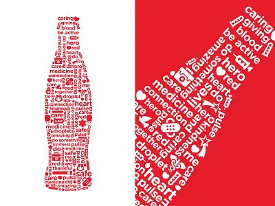 American Red Cross Blood Drive campaign coca cola community contour bottle poster red