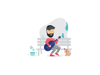 A Man Playing Guitar! art colors dogs dribbble guitar illustration music playingsongs popular recentshots trending vector