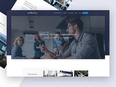 Perfficiency Website blue business clean corporate limely map modern office ui ux website
