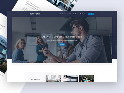 Perfficiency Website blue business clean corporate limely map modern office ui ux website