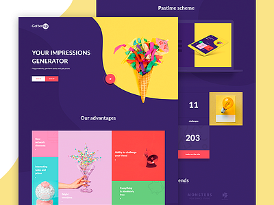 Getbetup color friend fun ideas impression landing quest site social ui ux