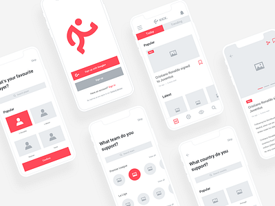 KICK iOS Wireframe app branding design style iphone x logo mockup process typography ui ui style uiux wireframes