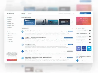 Community platform for designers adobe xd clean community dashboard forum forums ui ui design