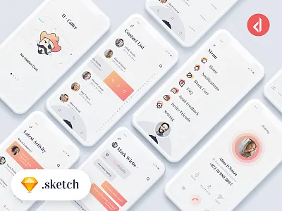 D-Caller - Free Mobile UI Kit .sketch android caller id free freebie ios mobile phone profile sketch sms true caller ui