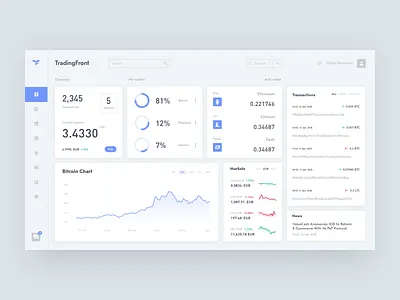 Finance Dashboard bitcoin clean dashboard data finance ui wallet white