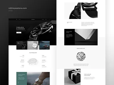 watch store black ecommerce elegant minimal page product shop watch website www