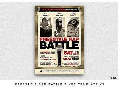 Freestyle Rap Battle Flyer Template V5 battle concert contest dj flyer freestyle hiphop music poster rap thatsdesignstore urban