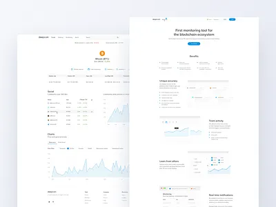 Blockchain monitoring system bitcoin blockchain blue chart clean crypto cryptocurrency desktop digital illustration monitoring white