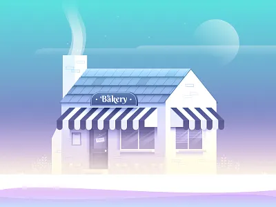 Bakery color cute design flat house icon illustration illustrator night simple store vector